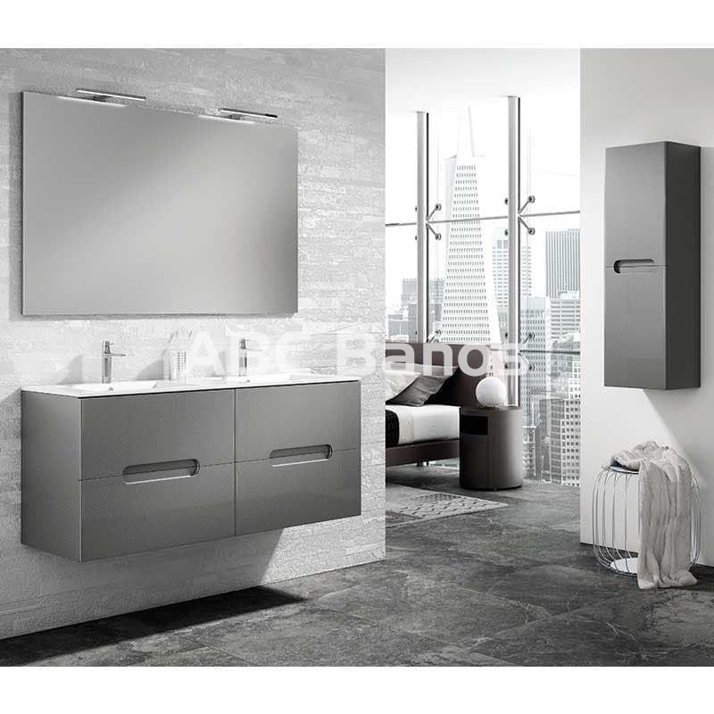 Mueble de baño con espejo y luz LED gris 60x13x52 cm - referencia